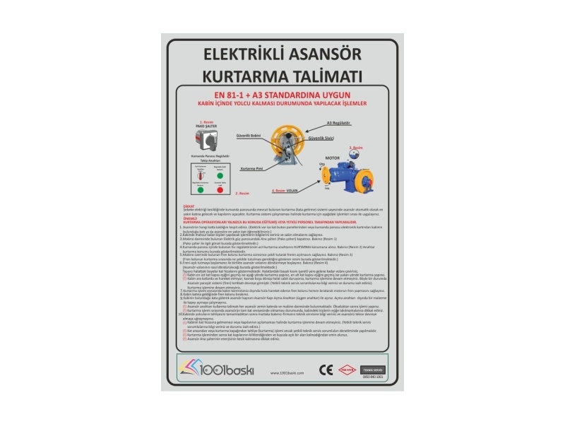 Elektrikli Asansör KurtarmaTalimatı Etiketi