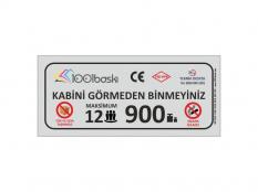 12 Kişilik 900 kg Asansör Kapasite Etiketi