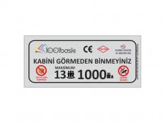13 Kişilik 1000 kg Asansör Kapasite Etiketi