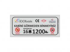16 Kişilik 1200 kg Asansör Kapasite Etiketi