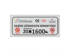 20 Kişilik 1600 kg Asansör Kapasite Etiketi