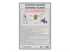 Elektrikli Asansör Bakım Talimatı Etiketi