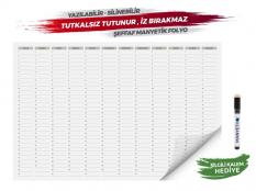 Manyetix Süresiz Yıllık Plan Takvimi Şeffaf Yazı Tahtası 01